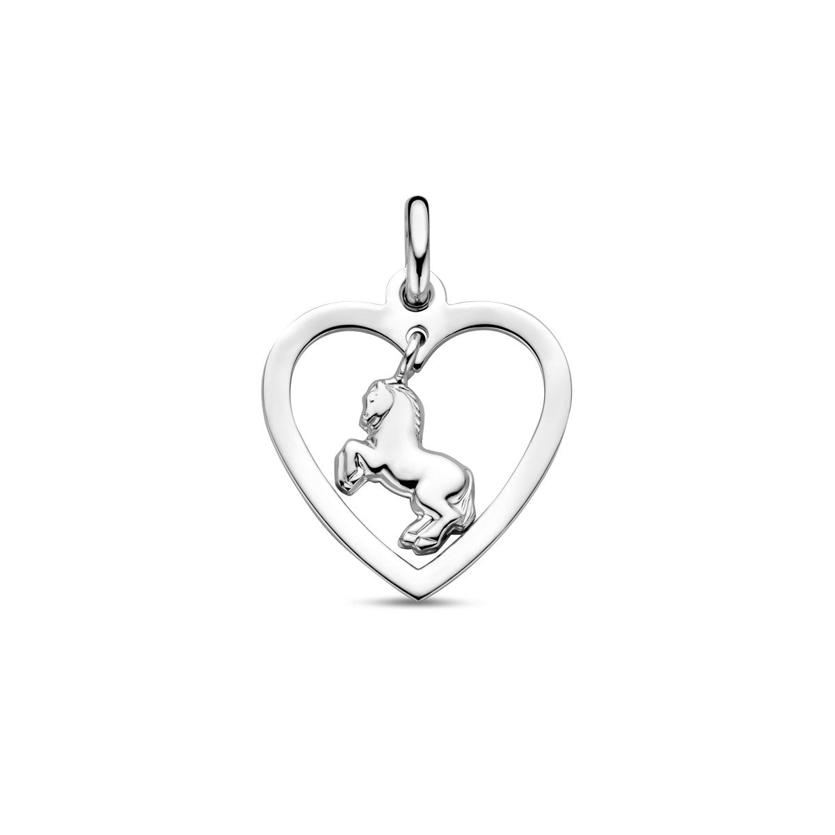 zilver gerhodineerd hanger hart paard 20 mm 1339730 - PansiteNederland.nl