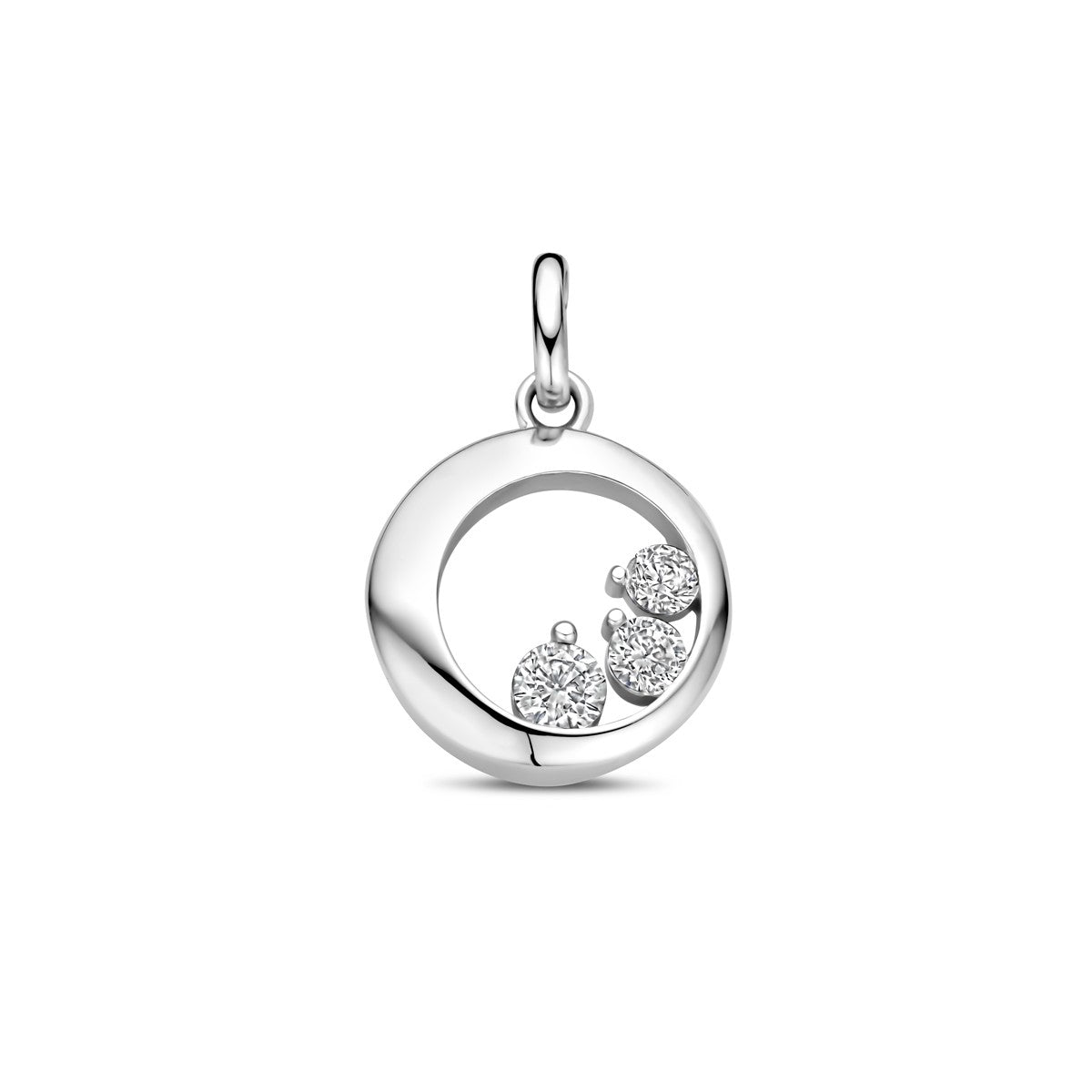 zilver gerhodineerd hanger zirkonia 18 mm 1339733 - PansiteNederland.nl