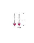 Zilver Gerhodineerd Oorhangers Hart Donkerroze Emaille Brisur Haak 19 Mm 1339756 - PansiteNederland.nl