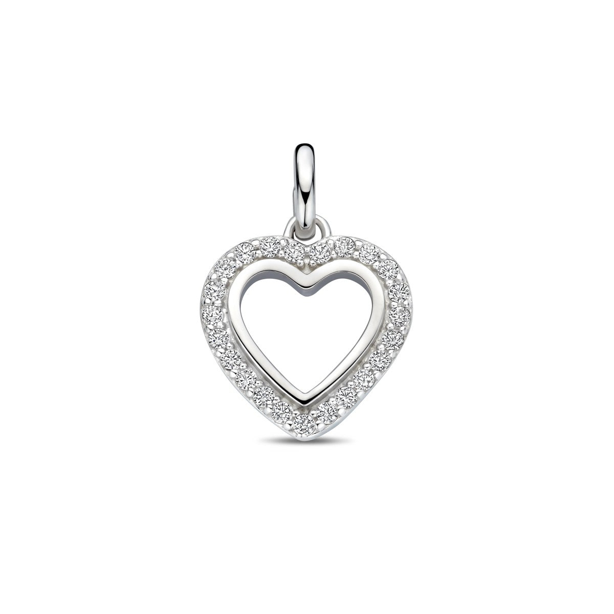 zilver gerhodineerd hanger hartje zirkonia 17,5 mm 1339761 - PansiteNederland.nl