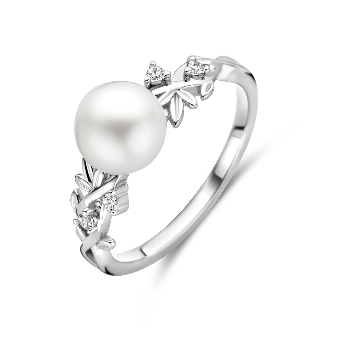 Gerhodineerd Zilver Ring Parel En Met Zirkonia 1339776 - PansiteNederland.nl