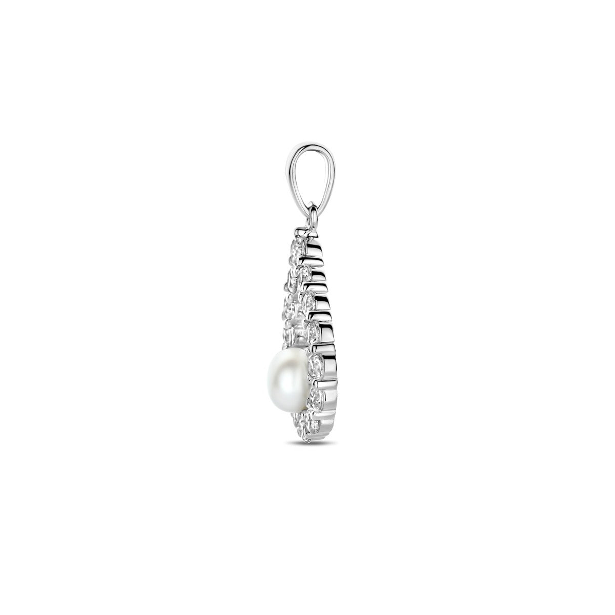 zilver gerhodineerd hanger parel en zirkonia 26 mm 1339810 - PansiteNederland.nl