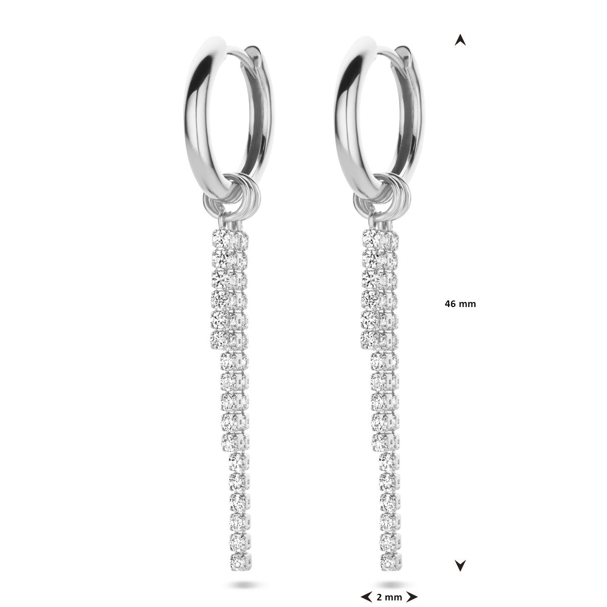 Oorbellen zirkonia 46 mm zilver