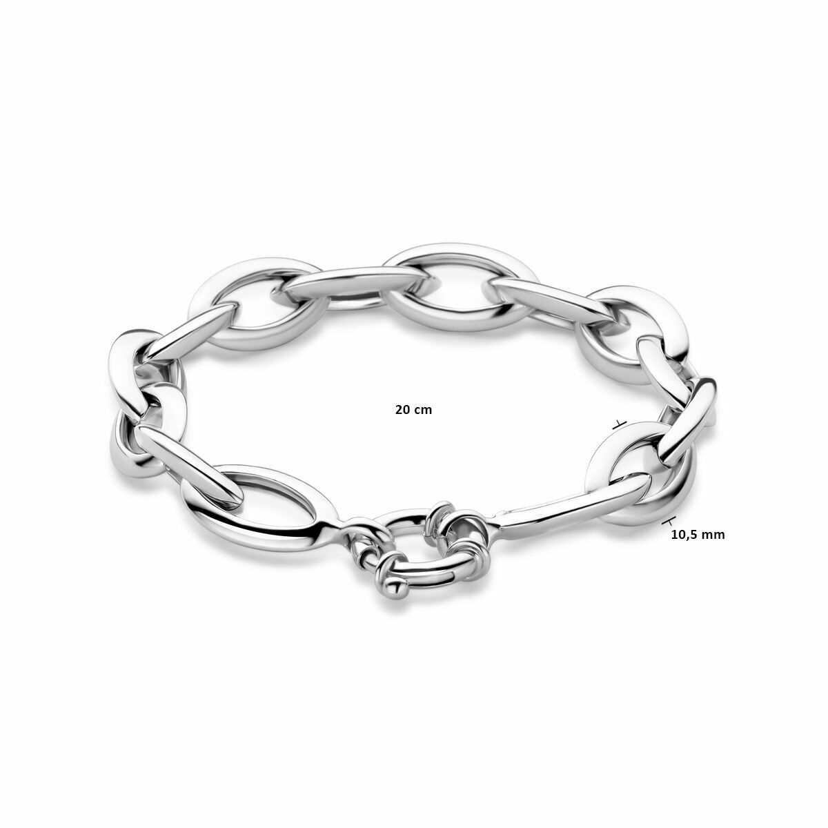 Zilver Gerhodineerd Armband Anker 10,5 Mm 20 Cm Met Groot Springslot 1340008 - PansiteNederland.nl