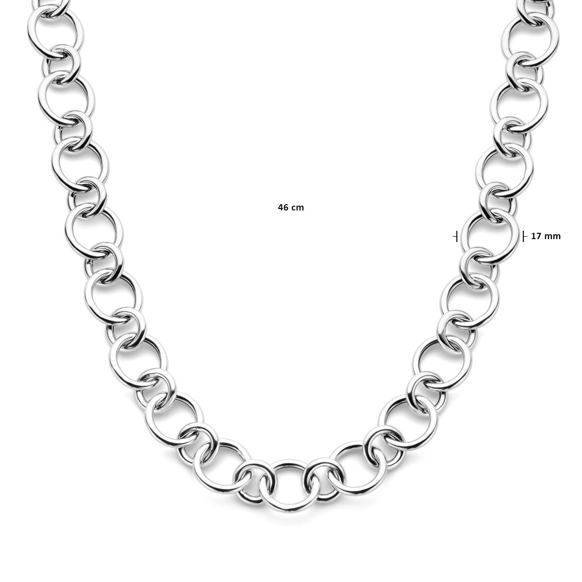 Collier 17 mm 46 cm zilver