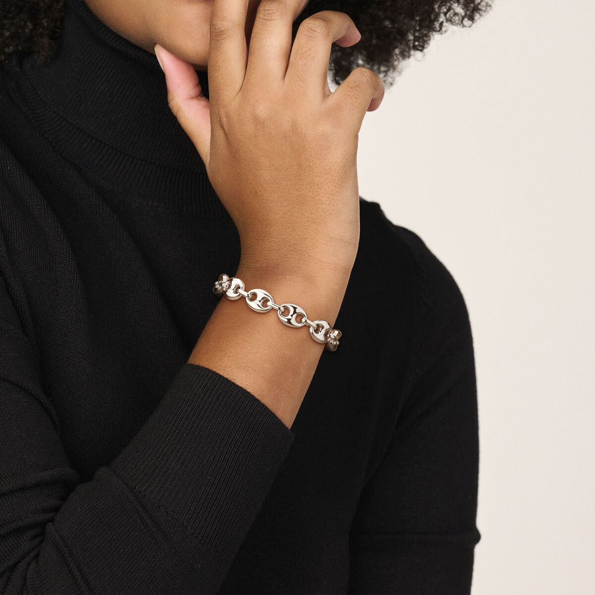 Zilver Gerhodineerd Armband Koffieboon 11 Mm 20 Cm 1340015 - PansiteNederland.nl