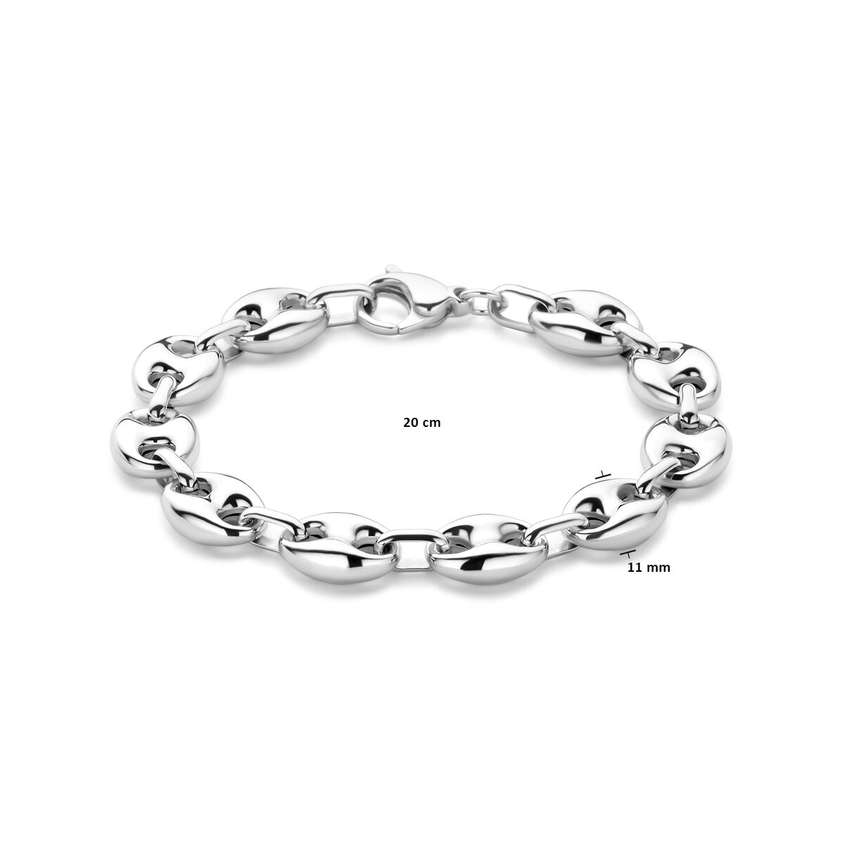 Zilver Gerhodineerd Armband Koffieboon 11 Mm 20 Cm 1340015 - PansiteNederland.nl