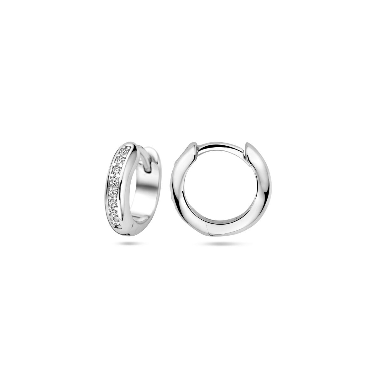 Zilver Gerhodineerd Klapoorringen Zirkonia 12 Mm 1340033 - PansiteNederland.nl