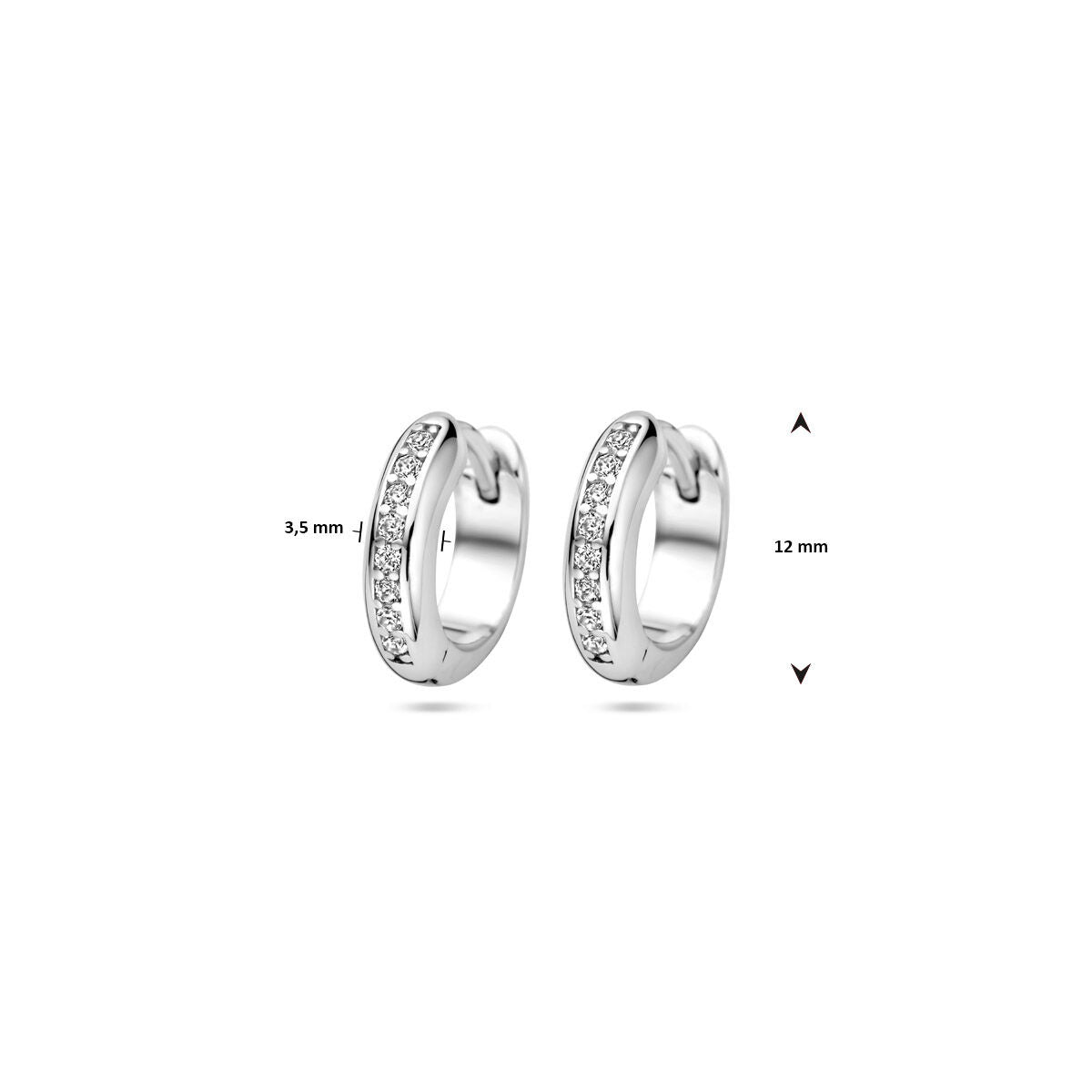 Zilver Gerhodineerd Klapoorringen Zirkonia 12 Mm 1340033 - PansiteNederland.nl