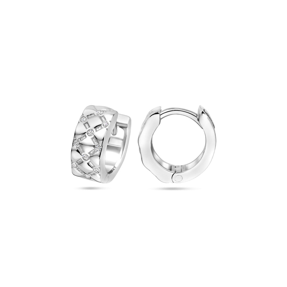 Zilver Gerhodineerd Klapoorringen Zirkonia 13 Mm 1340039 - PansiteNederland.nl