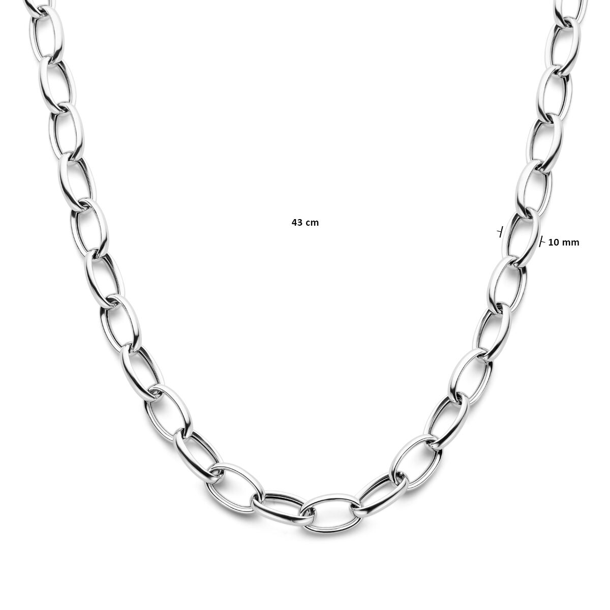 zilver gerhodineerd collier anker 10 mm 43 cm 1340048 - PansiteNederland.nl