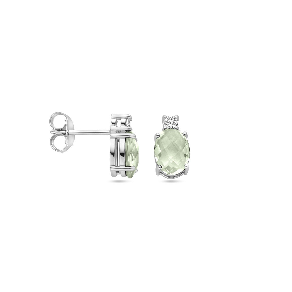 Oorbellen groen amethist zirkonia 10,5 mm zilver