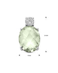 zilver gerhodineerd hanger groen amethist en zirkonia 13 mm 1340321