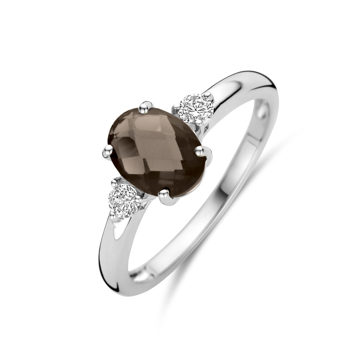 Gerhodineerd Zilver Ring Rookkwarts En Met Zirkonia 1340326 - PansiteNederland.nl