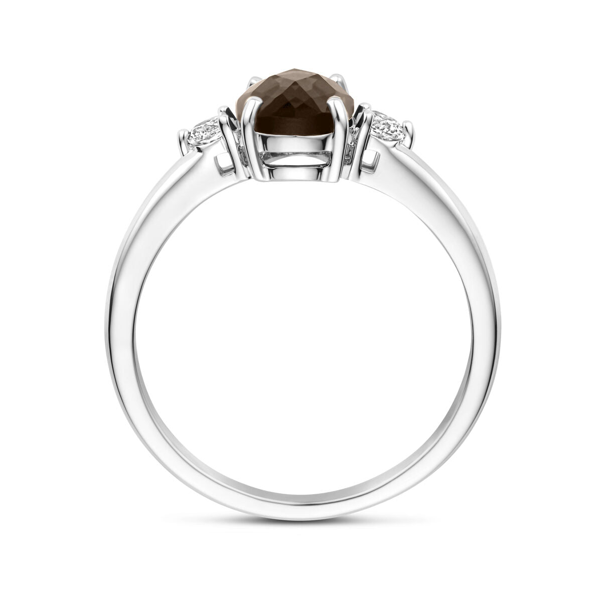 Gerhodineerd Zilver Ring Rookkwarts En Met Zirkonia 1340326 - PansiteNederland.nl