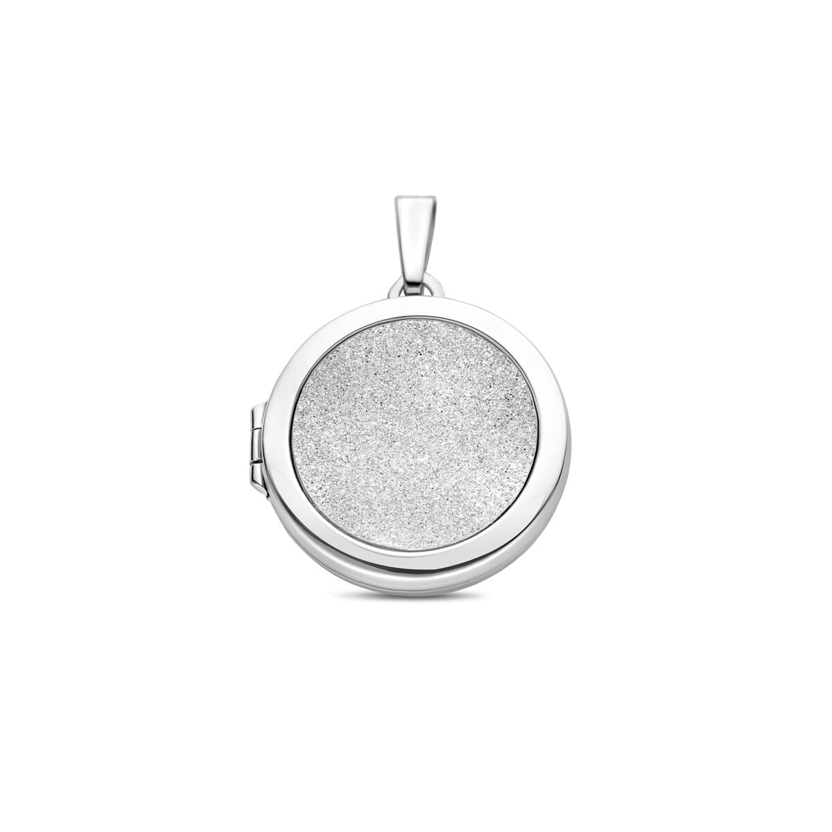 zilver gerhodineerd medaillon poli/glitter gediamanteerd 30 mm 1340388 - PansiteNederland.nl