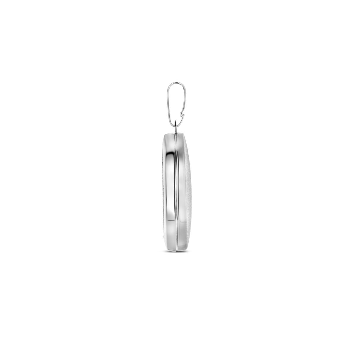 zilver gerhodineerd medaillon poli/glitter gediamanteerd 30 mm 1340388 - PansiteNederland.nl