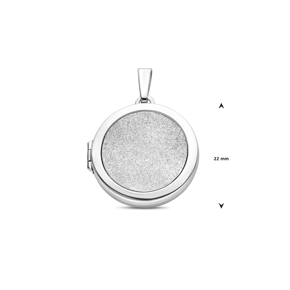 zilver gerhodineerd medaillon poli/glitter gediamanteerd 30 mm 1340388 - PansiteNederland.nl