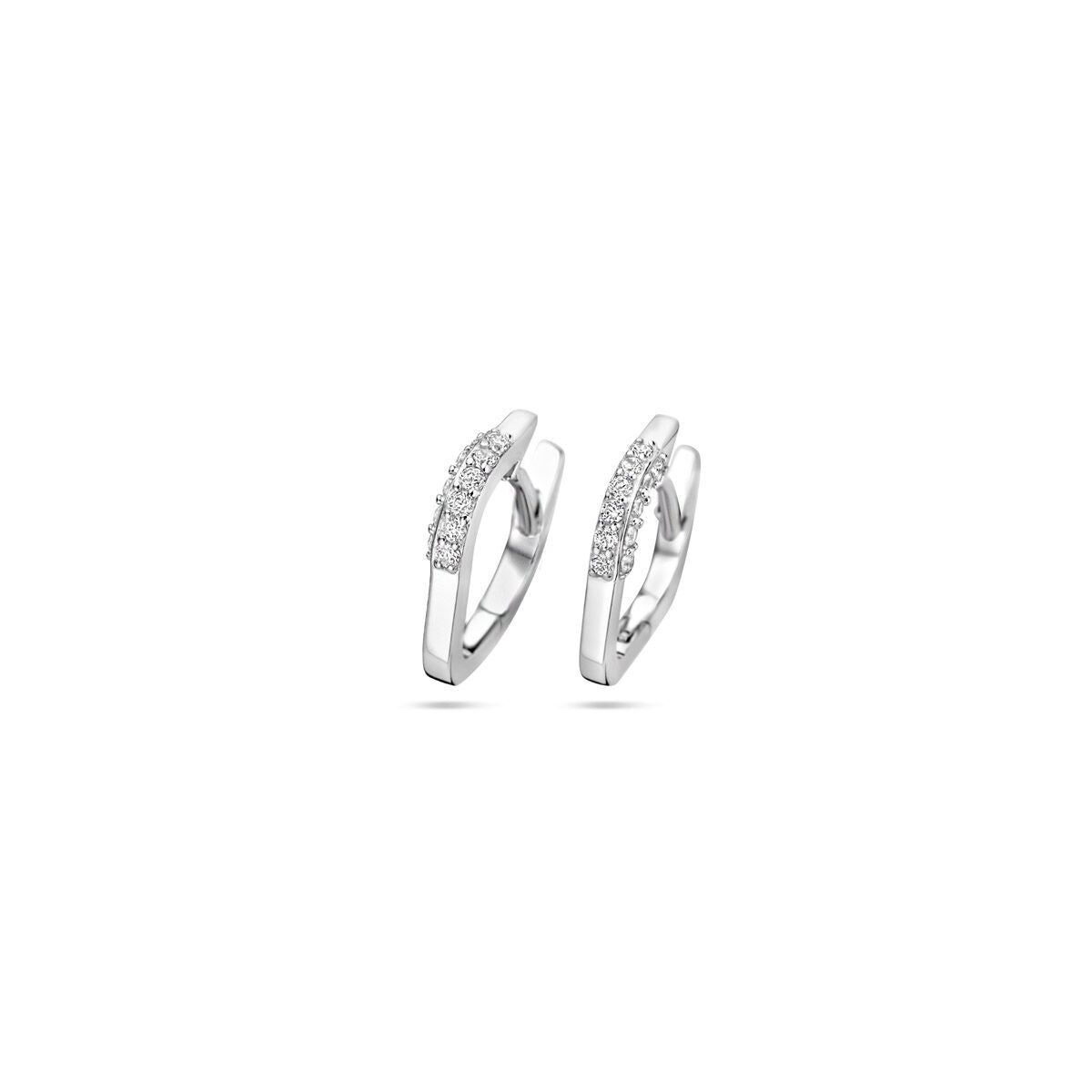 Zilver Gerhodineerd Klapoorringen Zirkonia 12 Mm 1340450 - PansiteNederland.nl