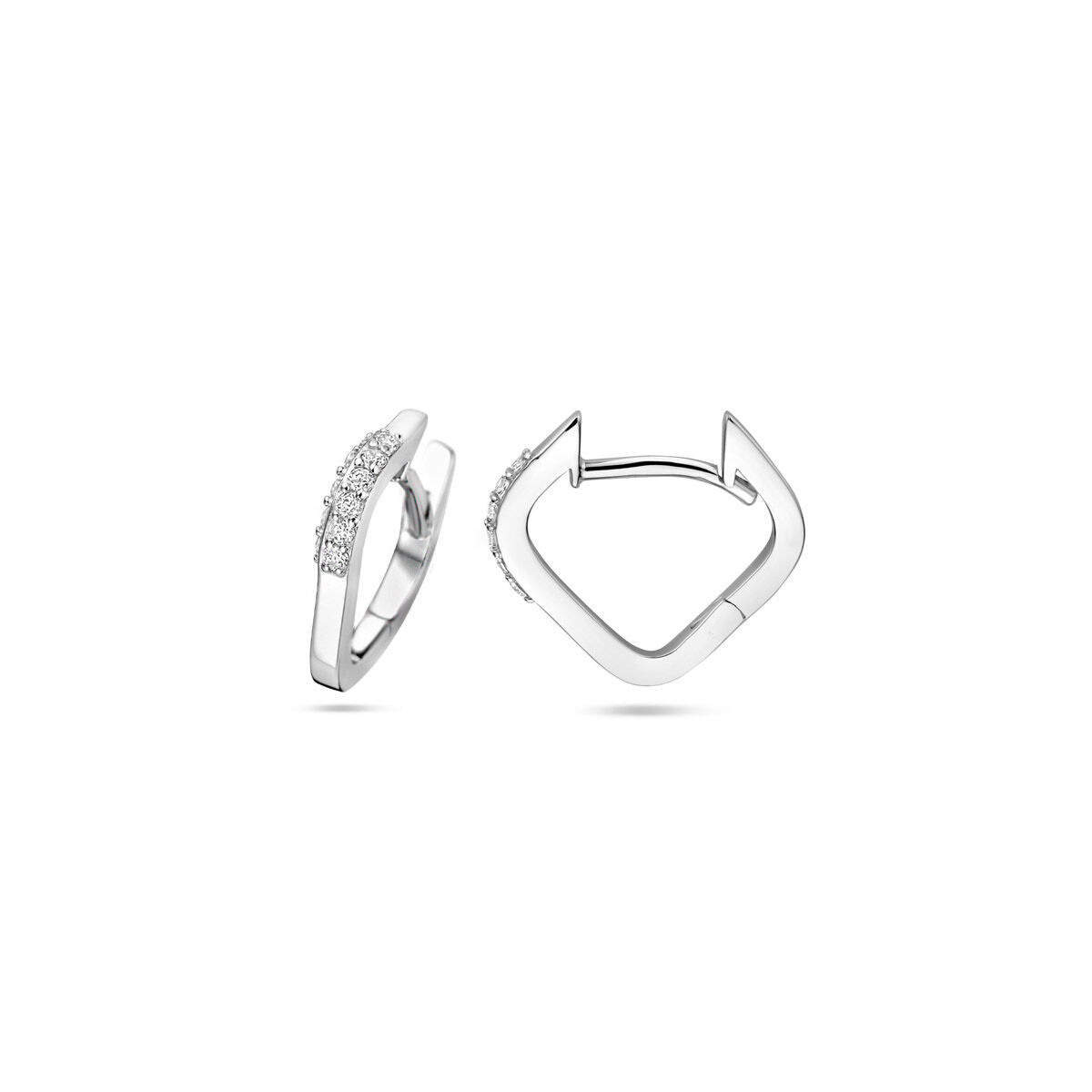 Zilver Gerhodineerd Klapoorringen Zirkonia 12 Mm 1340450 - PansiteNederland.nl