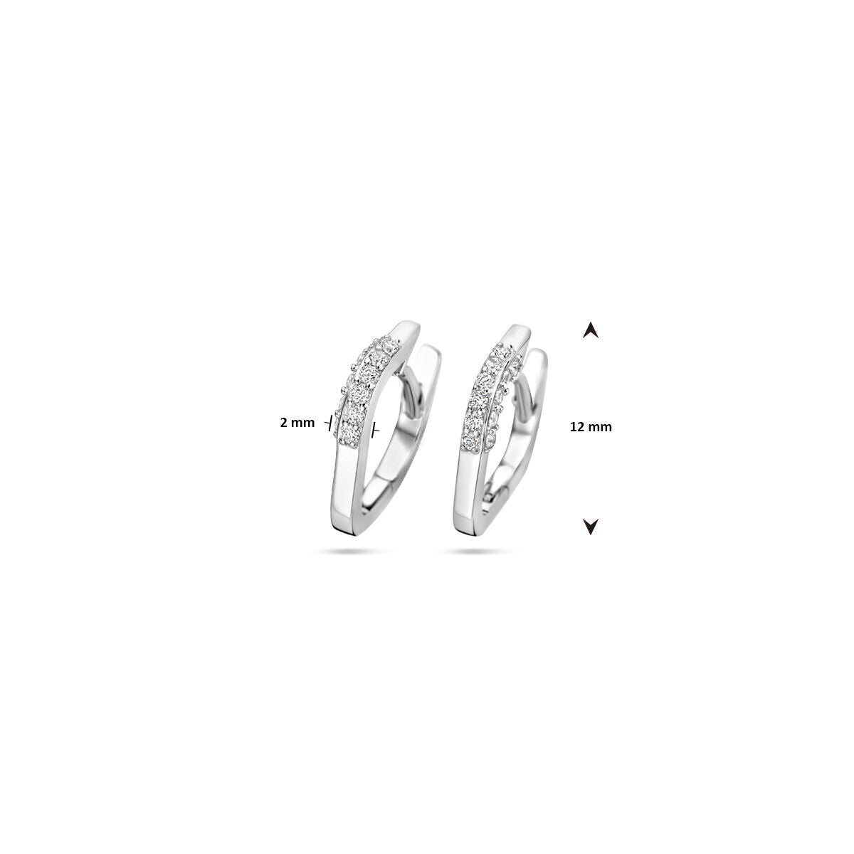 Zilver Gerhodineerd Klapoorringen Zirkonia 12 Mm 1340450 - PansiteNederland.nl