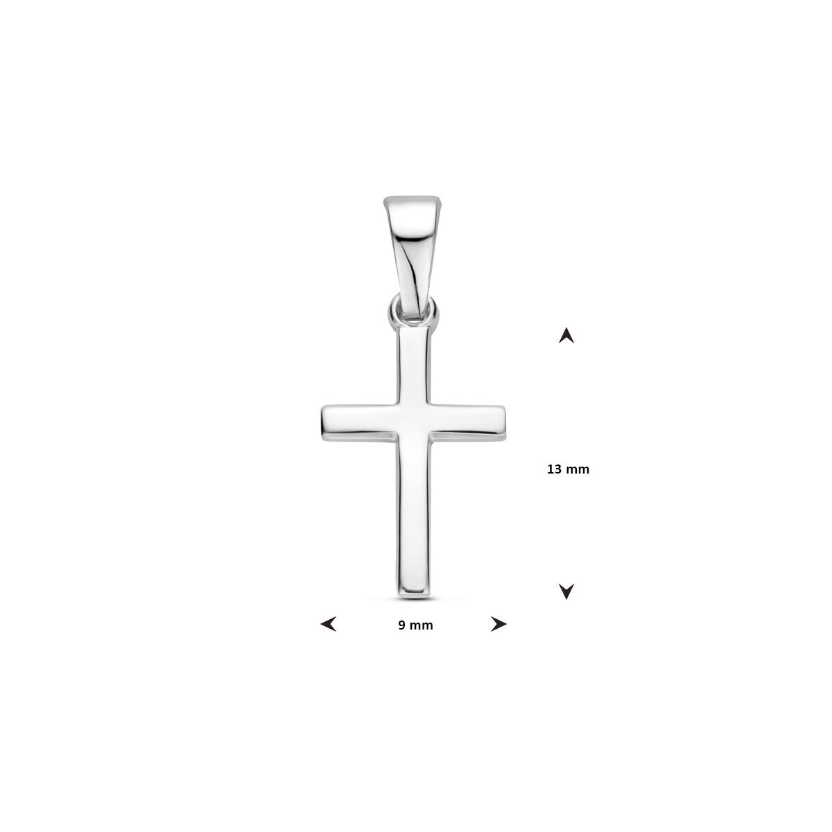zilver gerhodineerd hanger kruis 13 mm 1340462 - PansiteNederland.nl