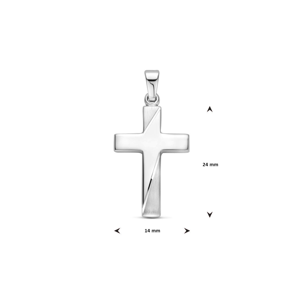 zilver gerhodineerd hanger kruis poli/mat gediamanteerd 24 mm 1340468 - PansiteNederland.nl