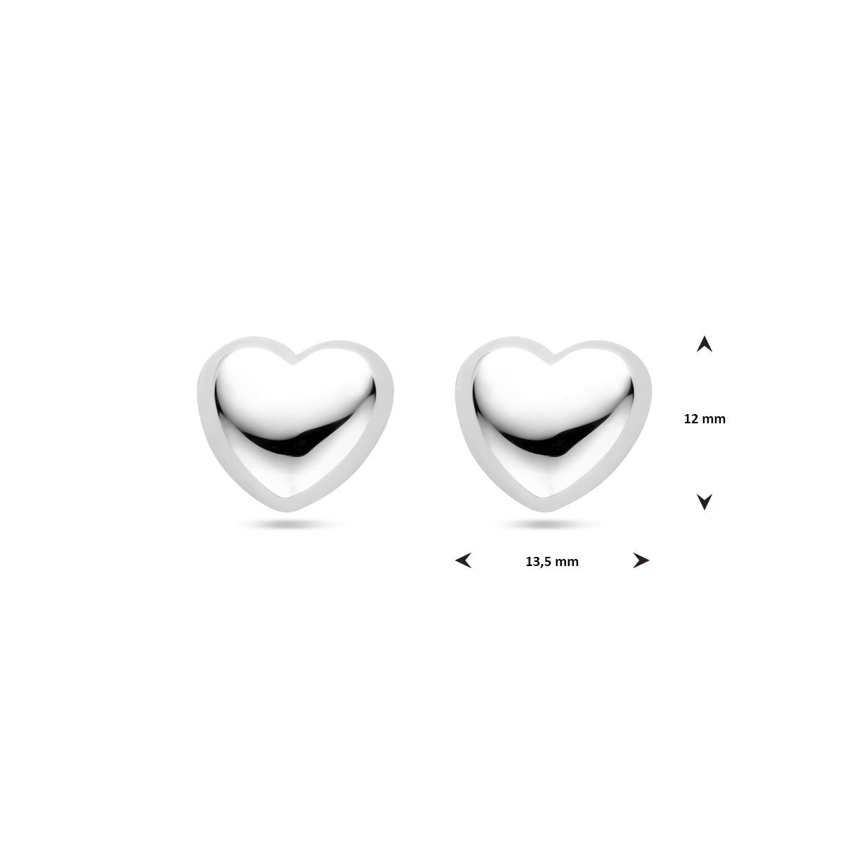 Oorbellen hartje 12 mm zilver