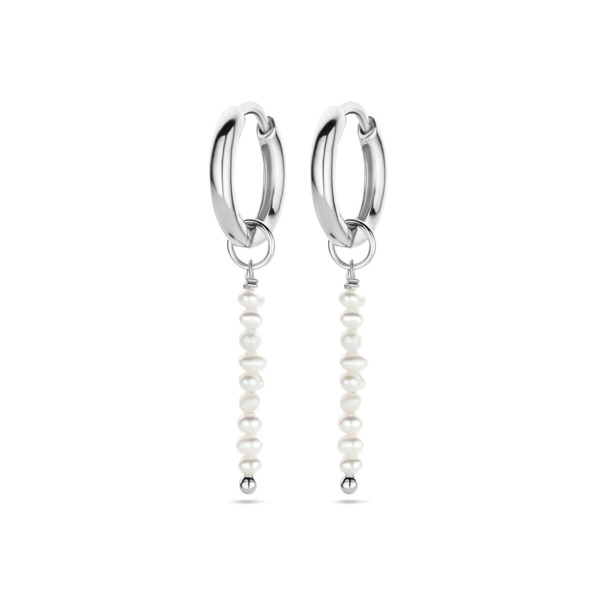 Zilver gerhodineerd klapoorringen parel 23 mm - 1340528 - PansiteNederland.nl