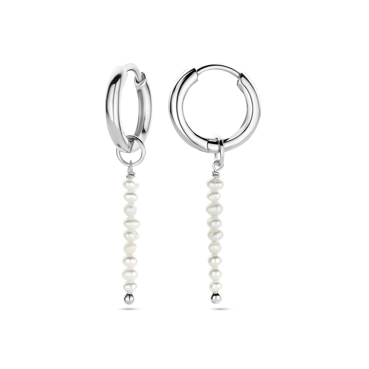 Zilver gerhodineerd klapoorringen parel 23 mm - 1340528 - PansiteNederland.nl