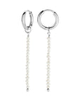 Zilver gerhodineerd klapoorringen parel 38 mm - 1340529
