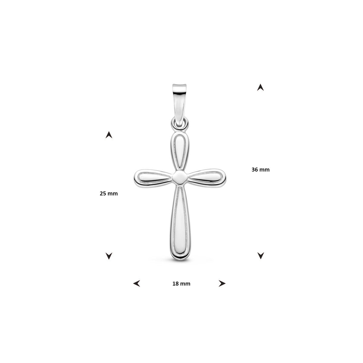 Hanger kruis 25 mm zilver