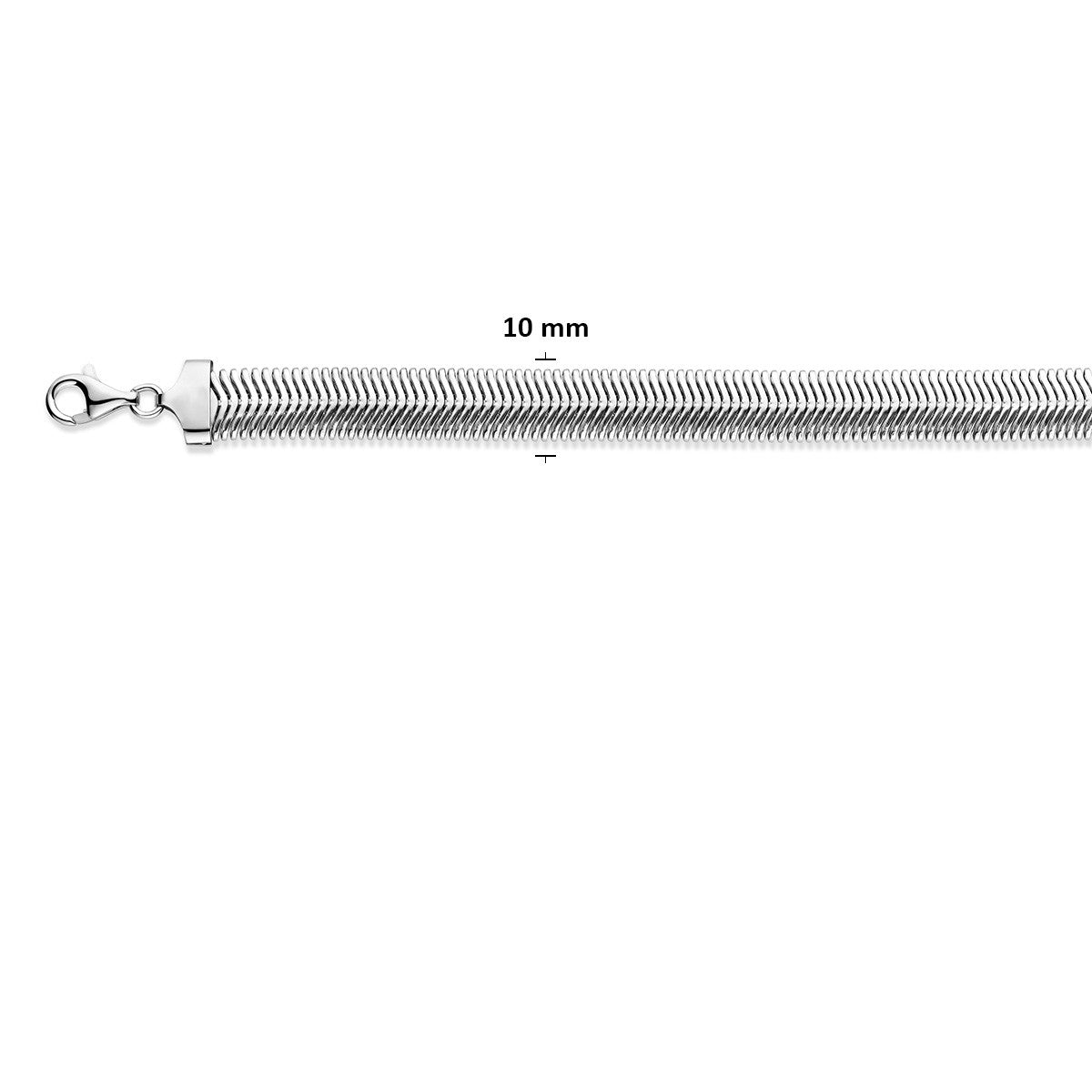 Armband Slang plat (bol) 10 mm zilver gerhodineerd