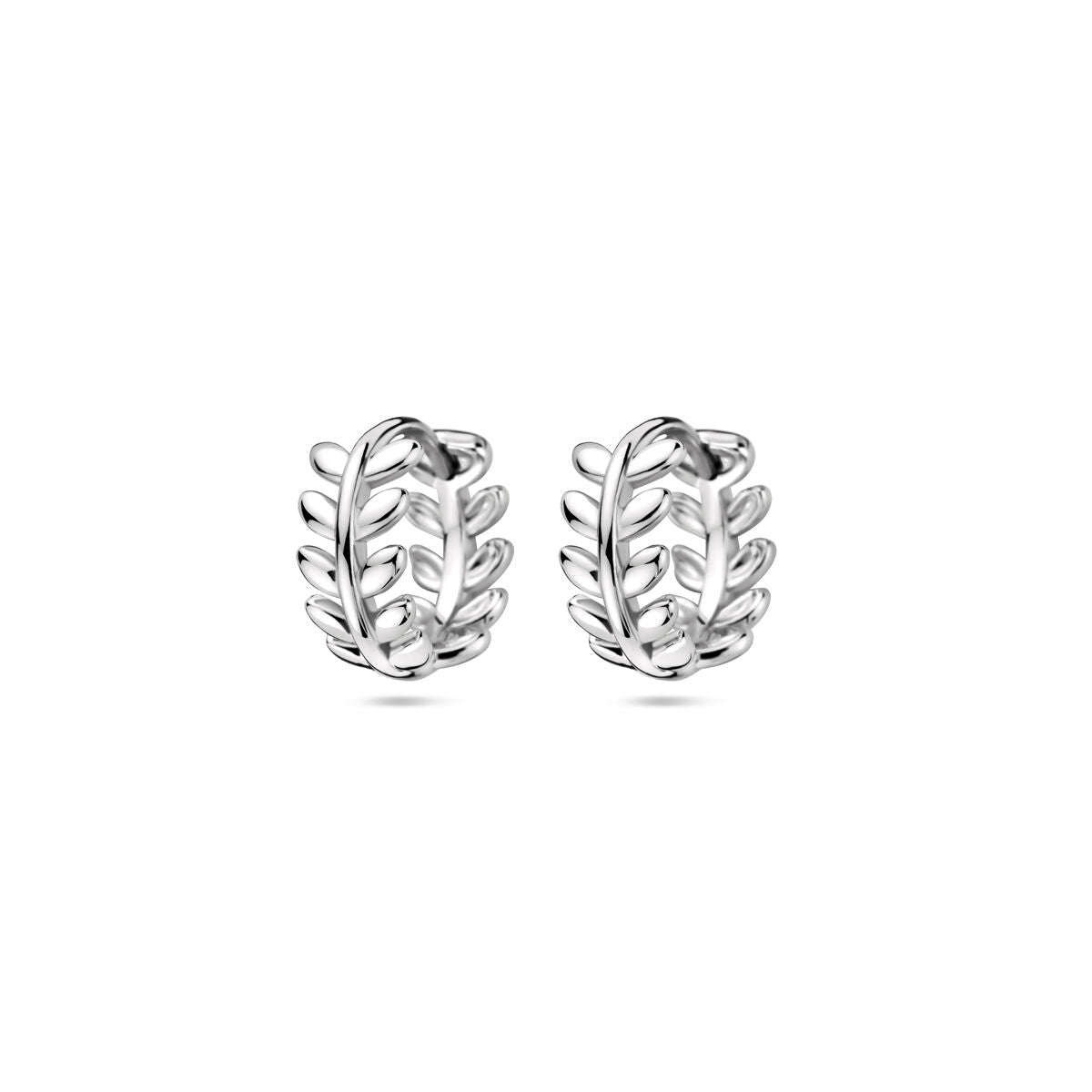 Zilver gerhodineerd klapoorringen bladeren 12 mm - 1340682 - PansiteNederland.nl