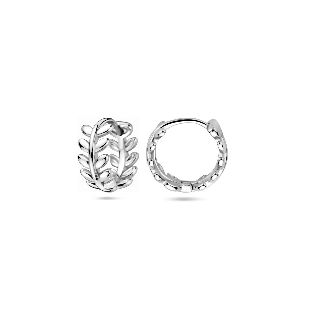 Zilver gerhodineerd klapoorringen bladeren 12 mm - 1340682 - PansiteNederland.nl
