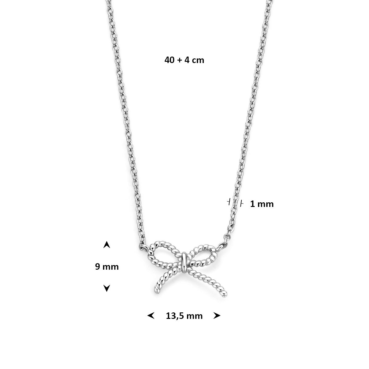 Collier strik 40 + 4 cm zilver