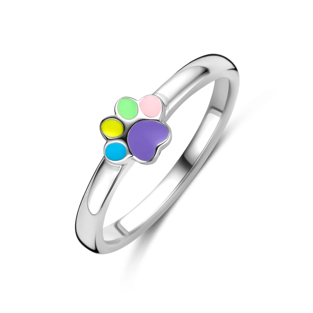 Ring emaille hondenpoot zilver gerhodineerd
