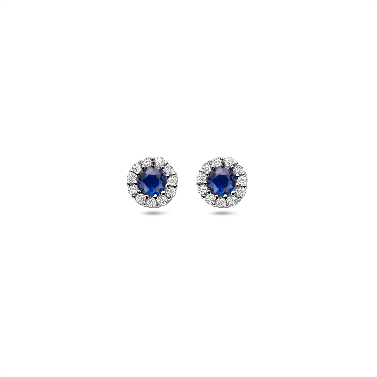 Oorknoppen Saffier, Zirkonia Gerhodineerd Zilver