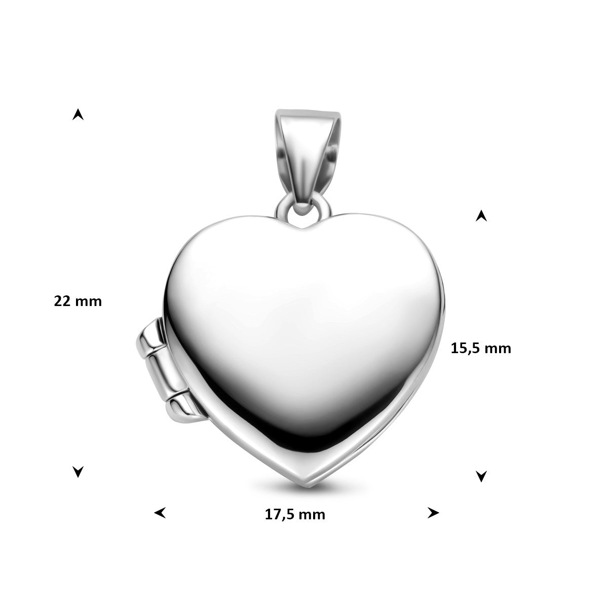 Medaillon hart 15,5 mm zilver