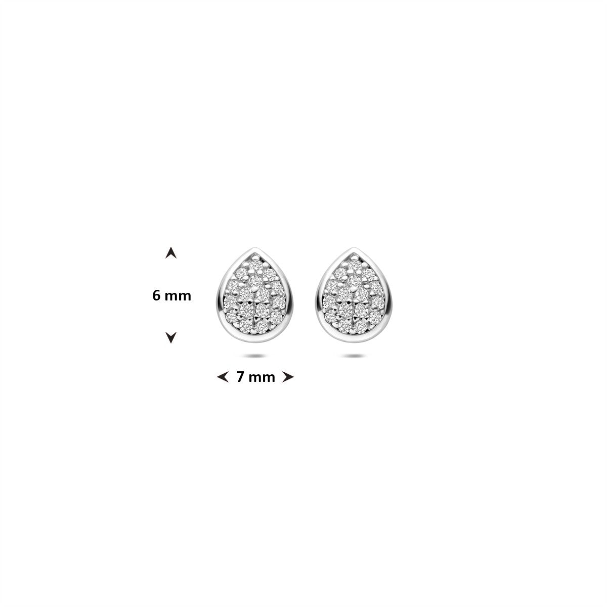Oorbellen druppel zirkonia 6 mm zilver