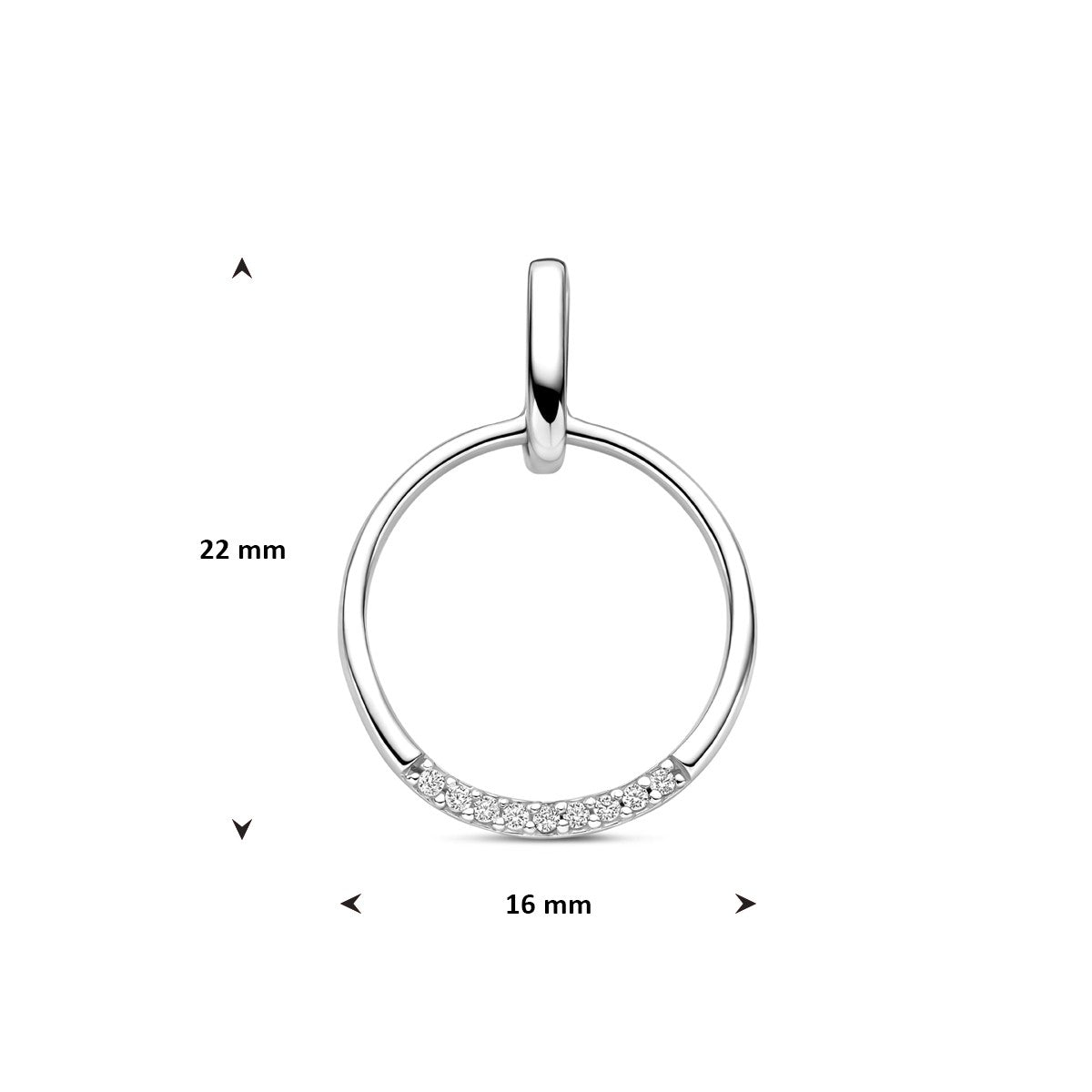 Hanger zirkonia 22 mm zilver