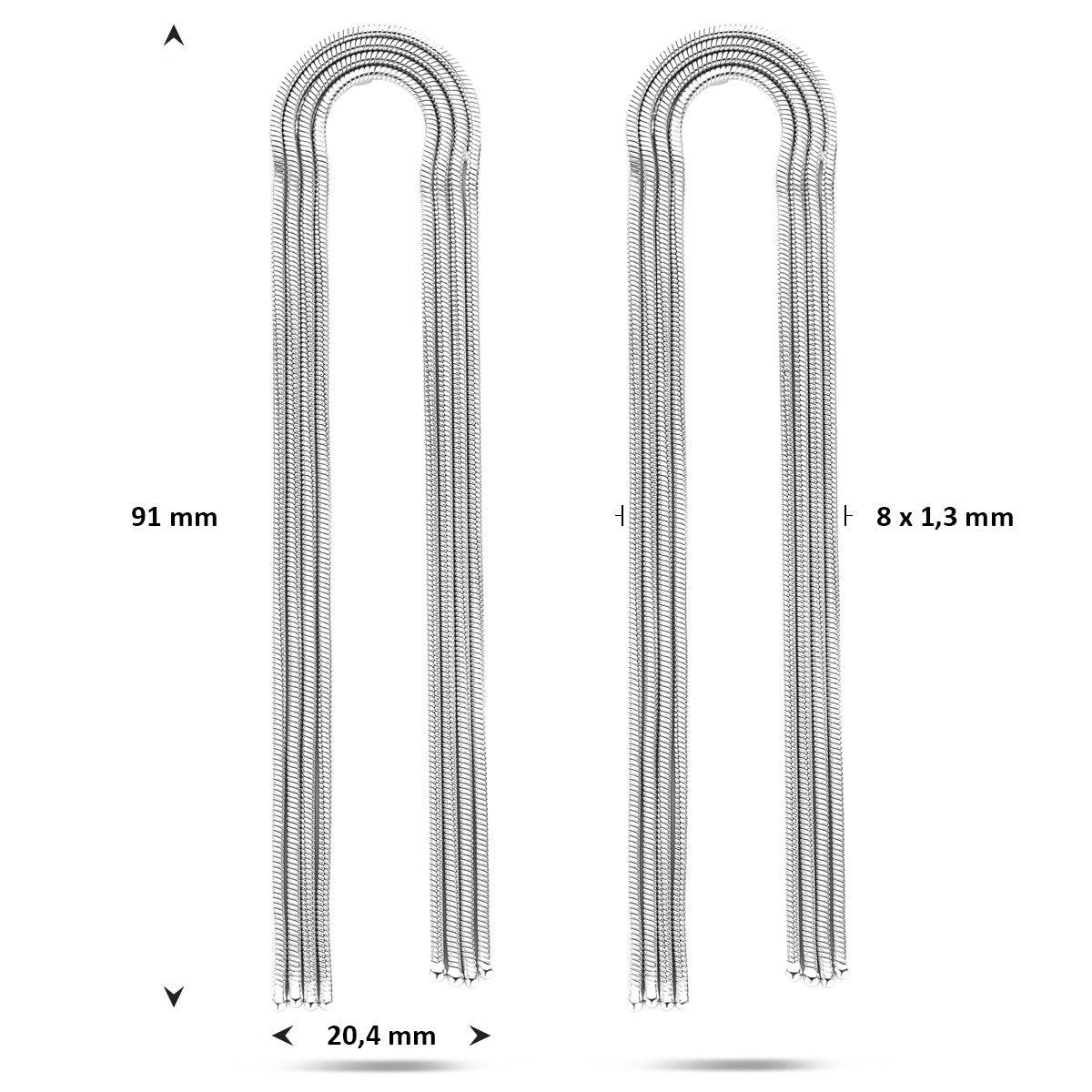 Hangende oorbellen 91 mm zilver