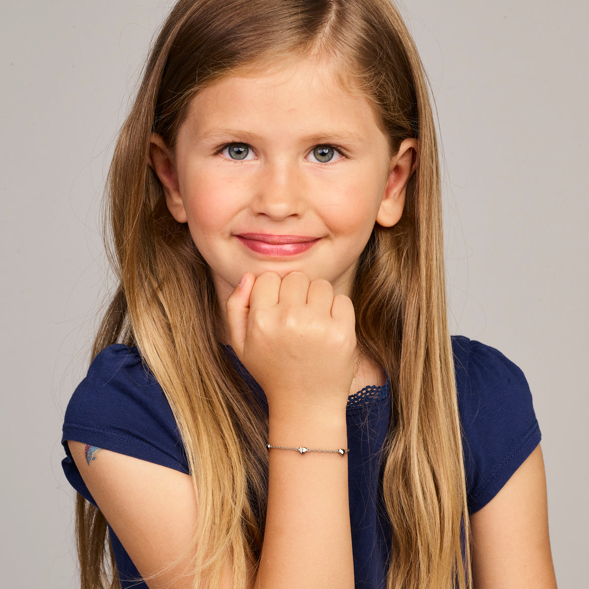 Armband hartjes 13 - 14,5 - 16 cm zilver gerhodineerd