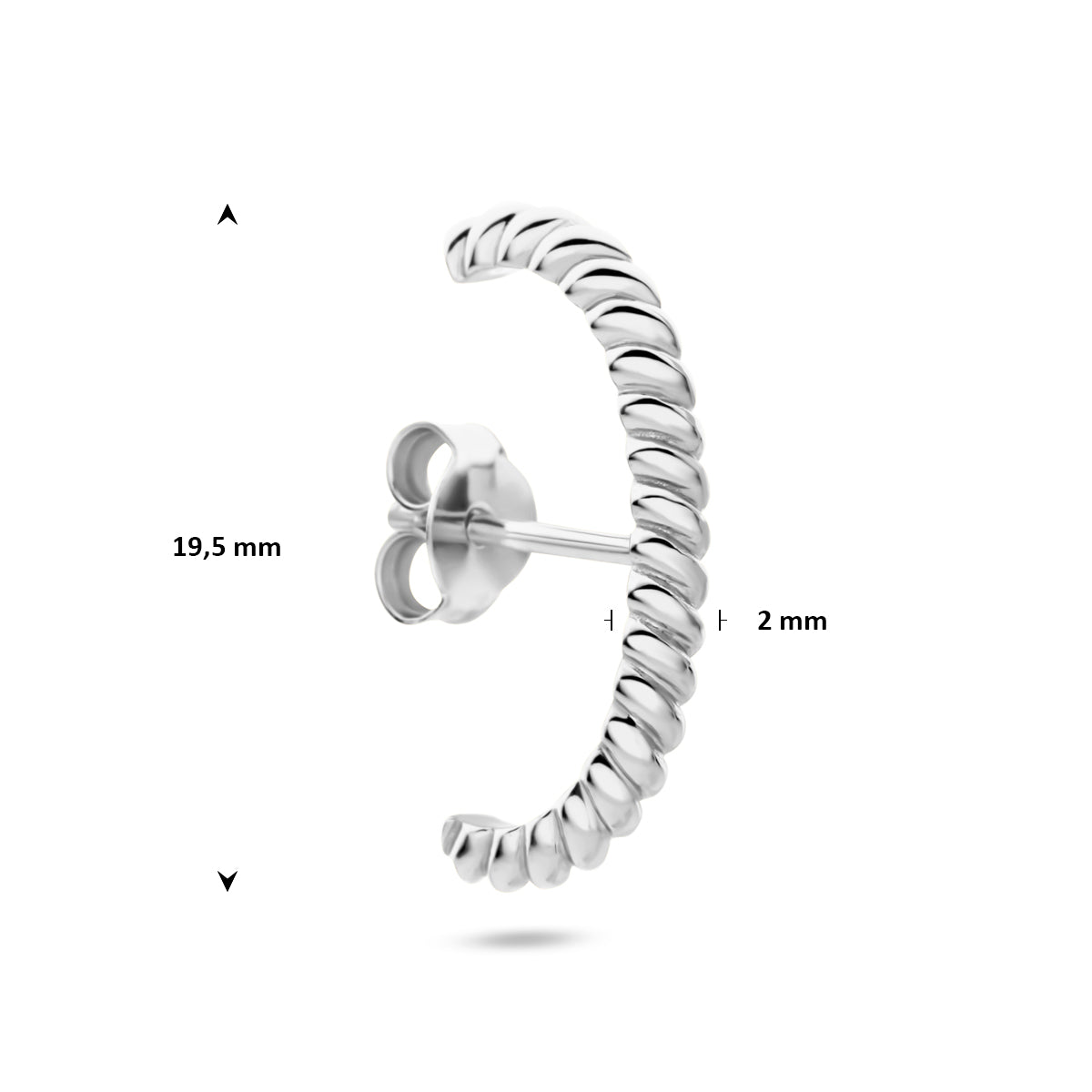 Fantasy Collection Suspender oorbel gedraaid zilver gerhodineerd 19,5 mm - afbeelding 3