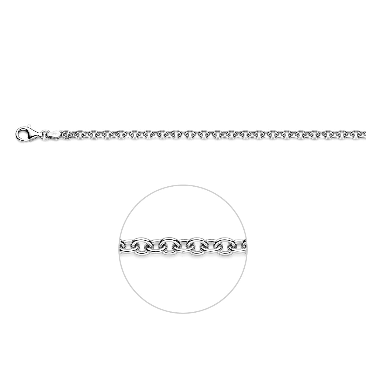 Anker 3,9 mm zilver gerhodineerd