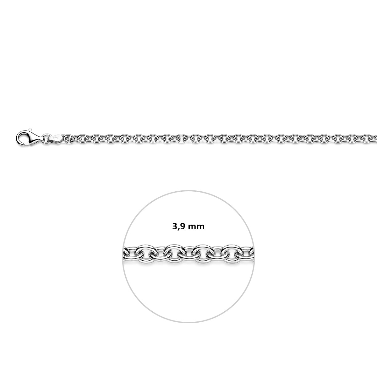 Anker 3,9 mm zilver gerhodineerd