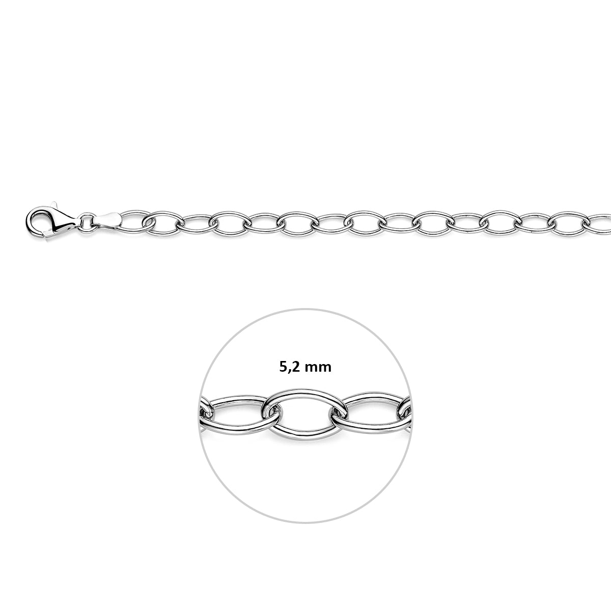 Anker 5,2 mm zilver gerhodineerd