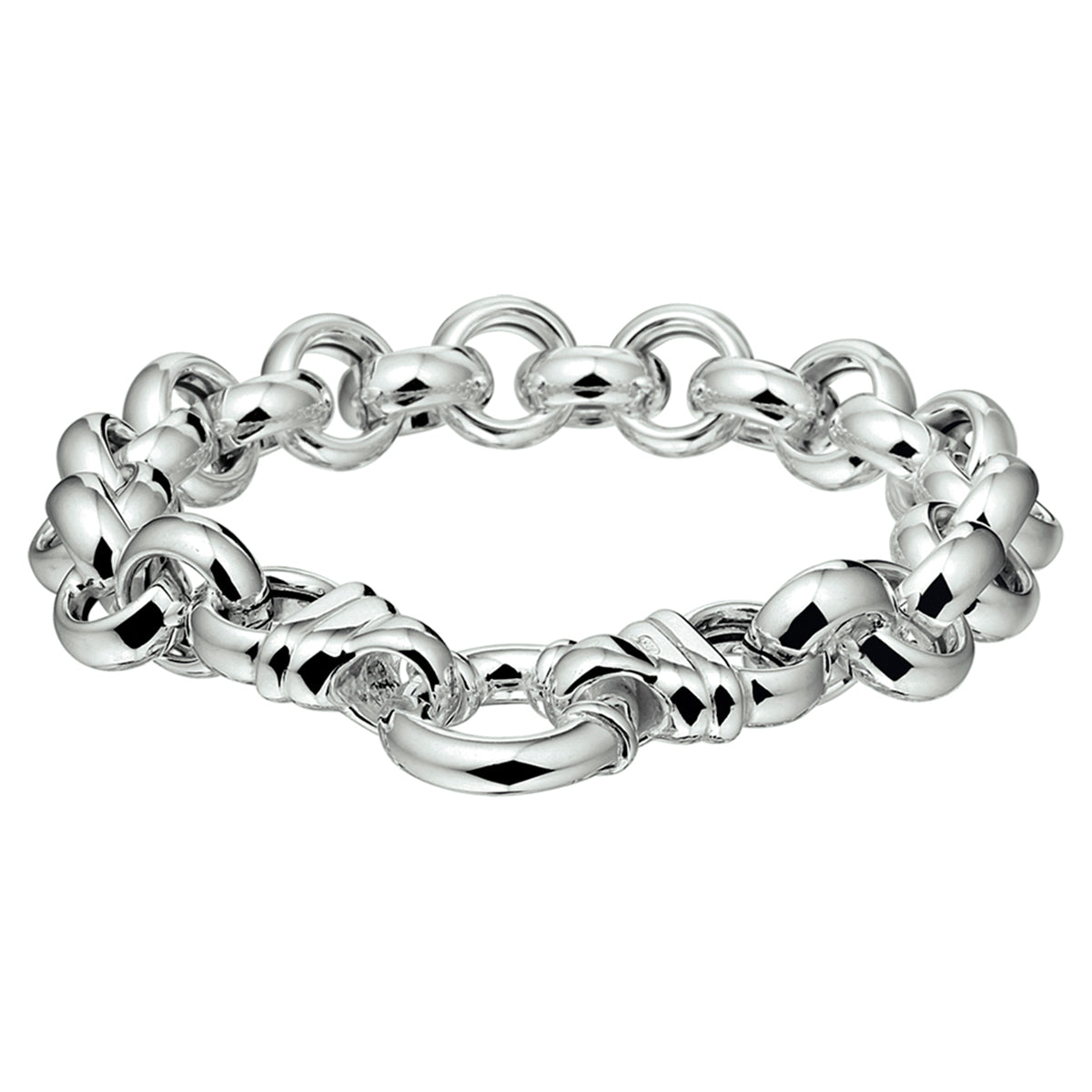 Jasseron 11,5 mm met groot veerslot zilver gerhodineerd