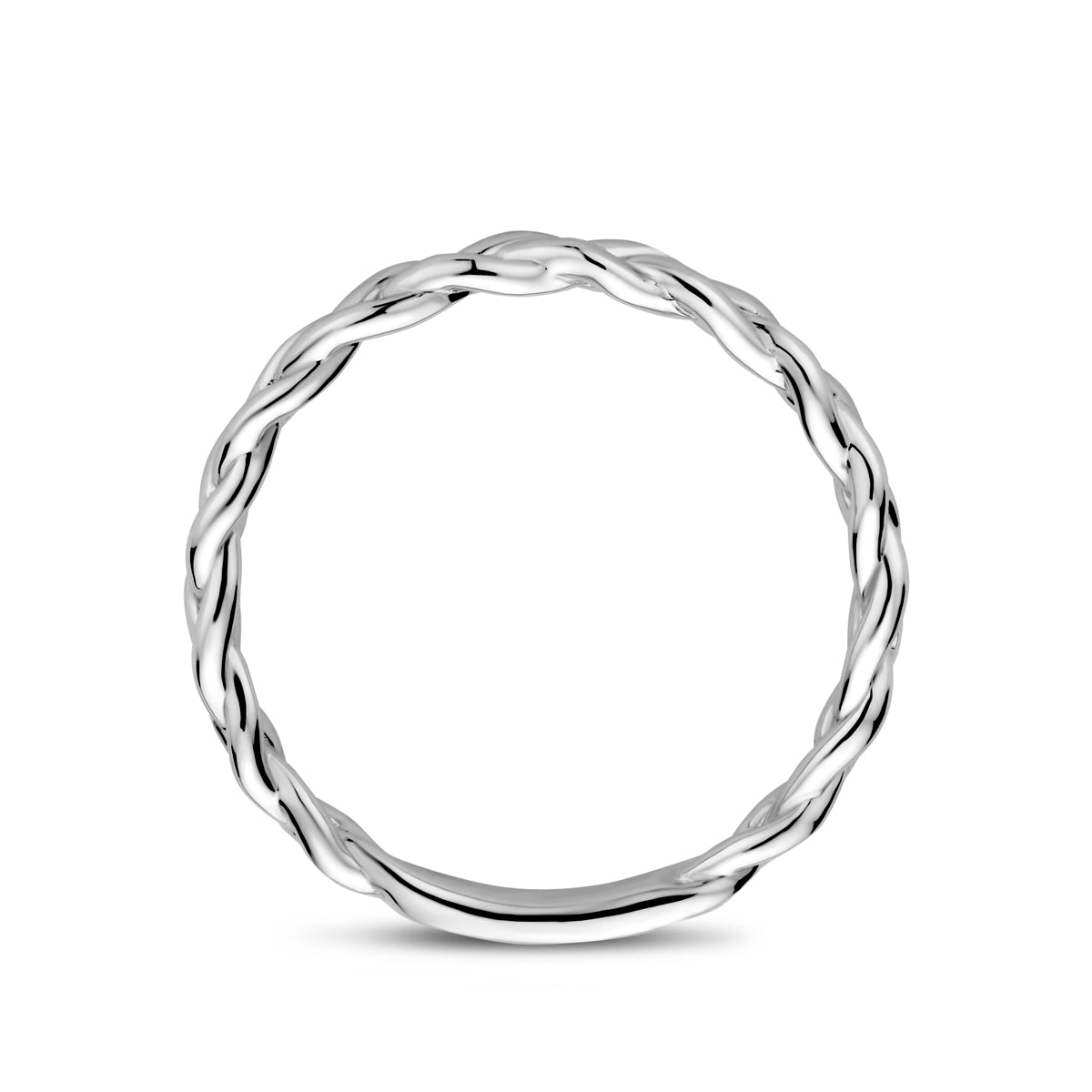 Ring gevlochten zilver gerhodineerd