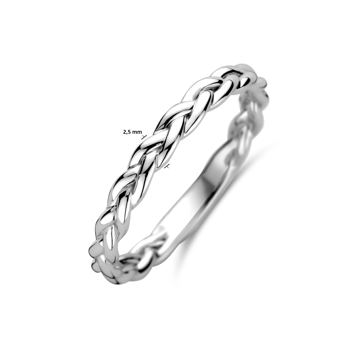 Ring gevlochten zilver gerhodineerd